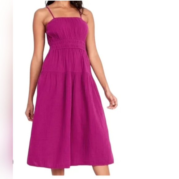 Old Navy Dresses & Skirts - Old Navy Tiered Midi Cami Dress Color- Boysenberry Juice - Size Large